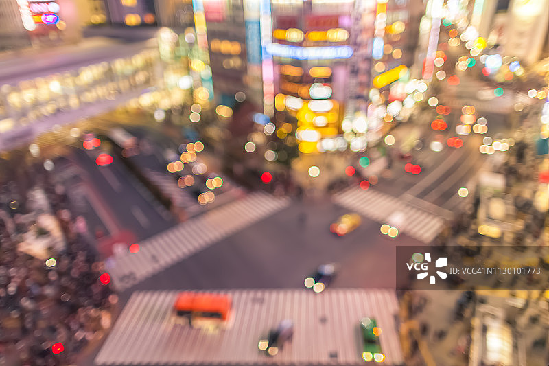 东京涩谷天际线高角度散景图片素材