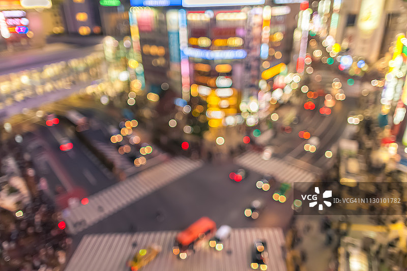 东京涩谷天际线高角度散景图片素材