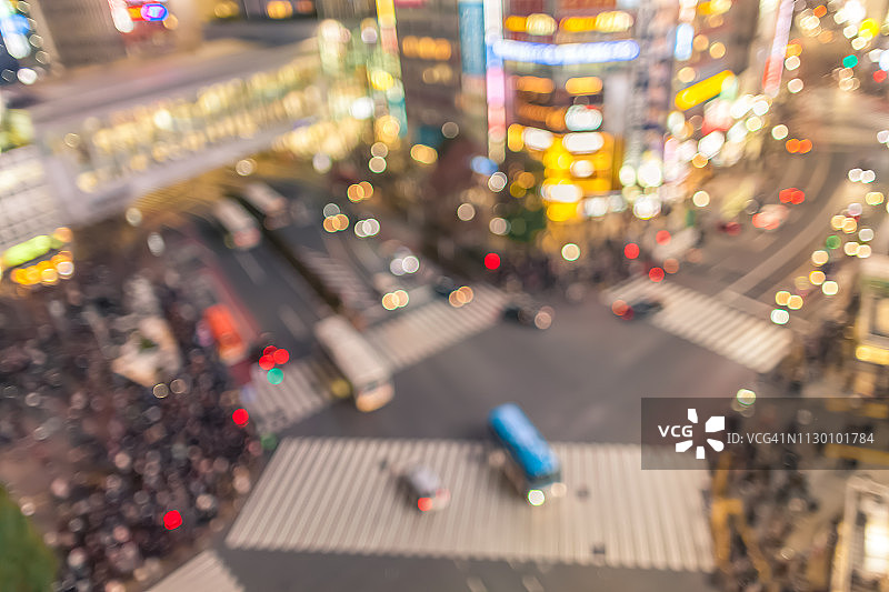 东京涩谷天际线高角度散景图片素材