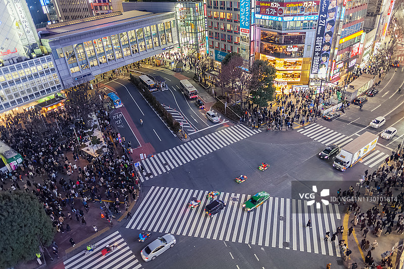 日本涩谷区夜间鸟瞰图片素材