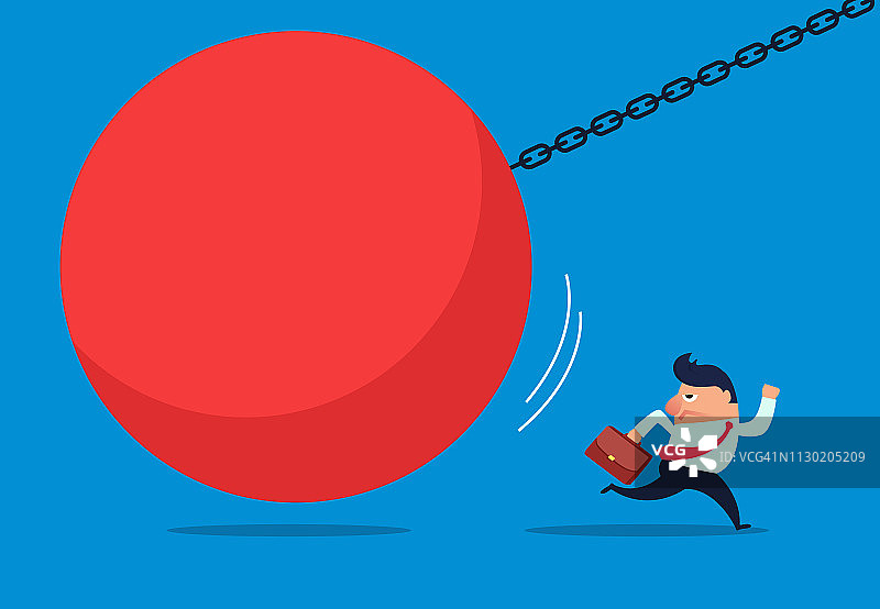 摇晃的铁球吓跑了商人图片素材