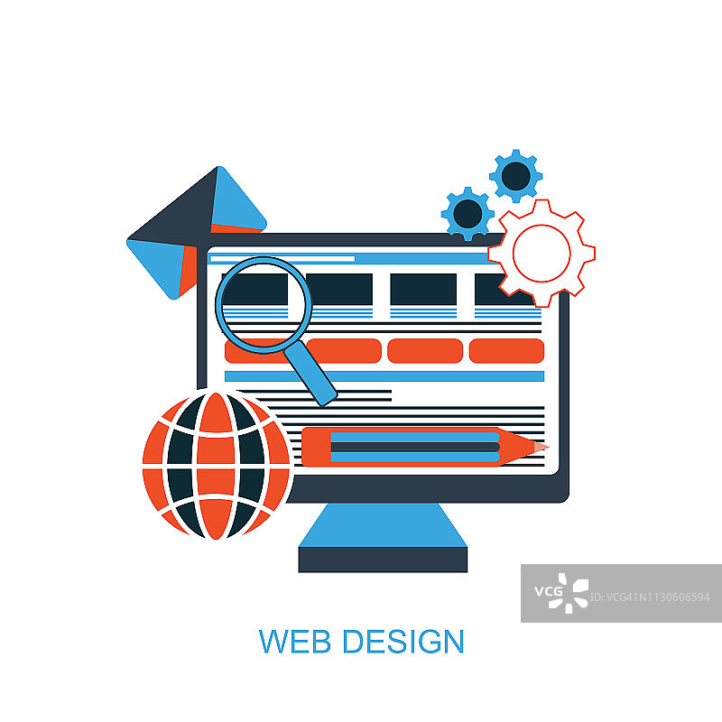 图形设计、响应式网页设计与开发概念图片素材