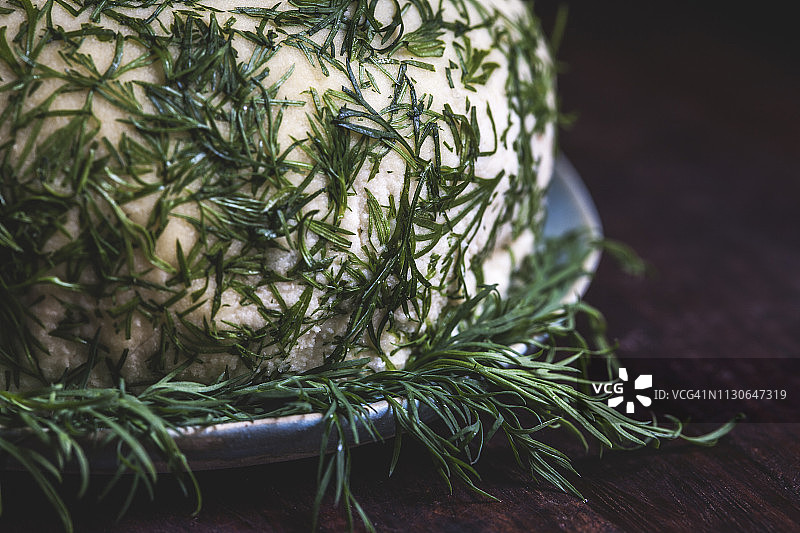 纯素香草蒜蓉奶酪特写图片素材