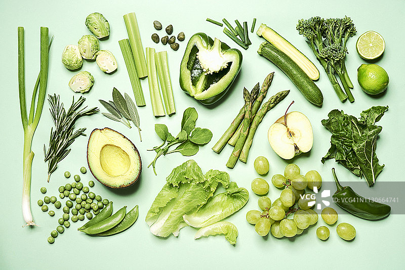 绿色水果和蔬菜背景图片素材