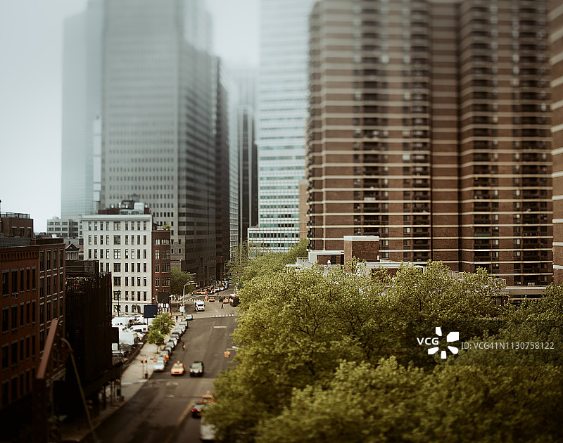 曼哈顿摩天大楼华尔街金融区，纽约市图片素材