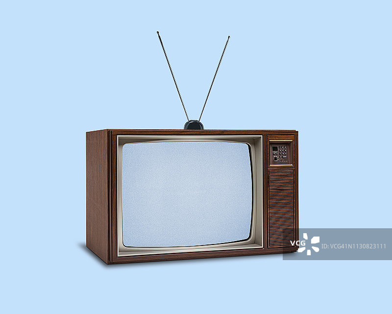 复古风格：1970年代的蓝色电视机图片素材