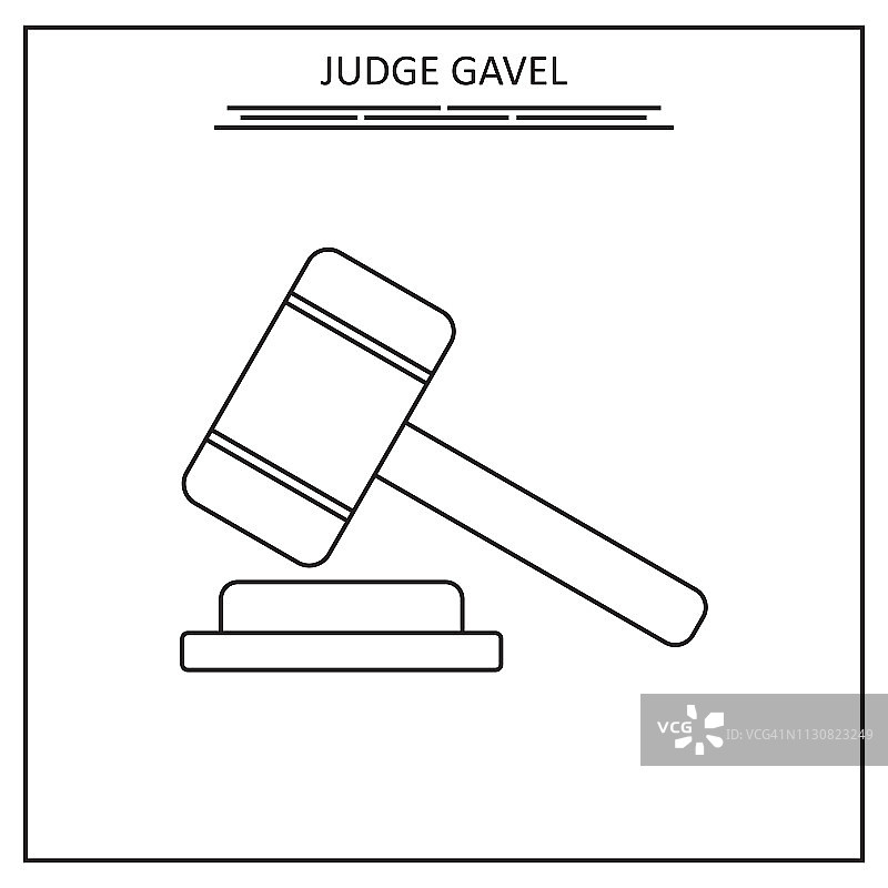法官 gavel 线条图标 - 插图图片素材