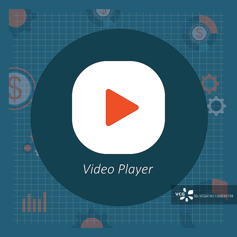 网页视频播放器扁平设计插画图片素材