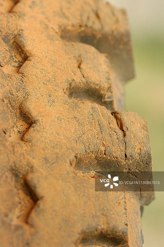 非洲坦桑尼亚：覆盖非洲尘埃的备胎图片素材