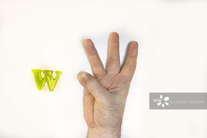 美国手语字母W图片素材