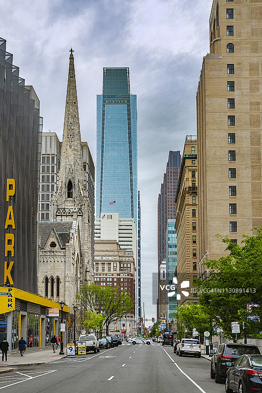 费城市政厅和康卡斯特中心图片素材