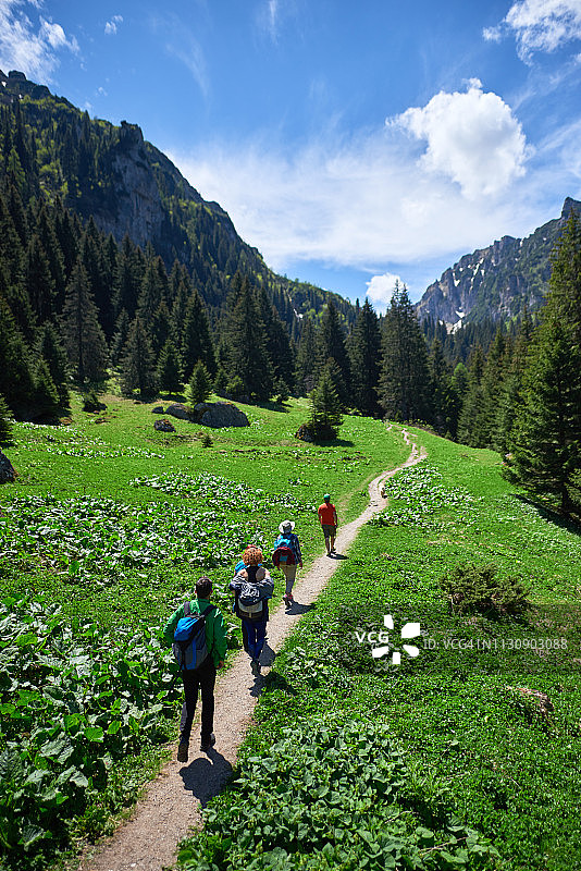 在小路上的徒步者图片素材