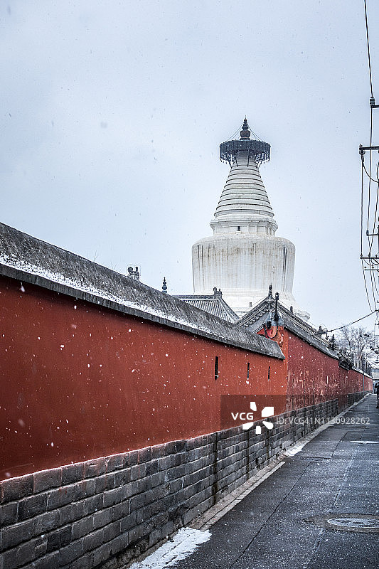 北京白塔寺和红墙图片素材