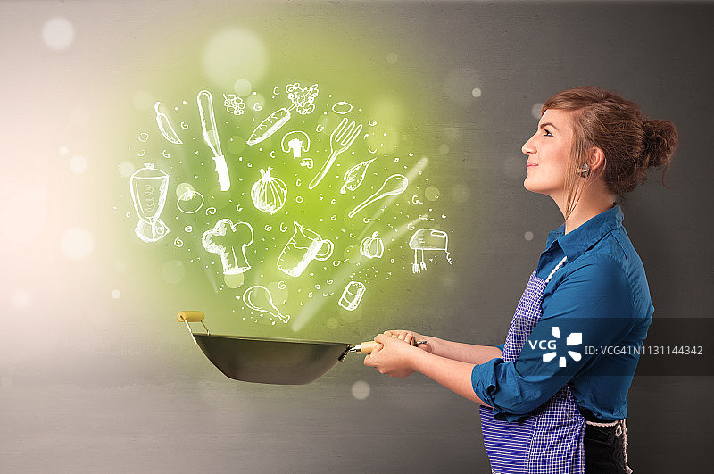 用绿色涂鸦蔬菜烹饪图片素材