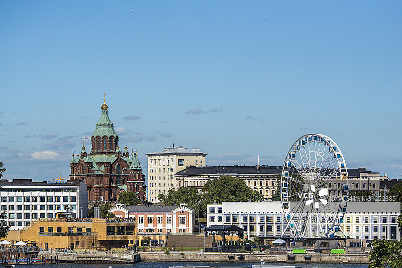 夏季赫尔辛基堤岸全景图片素材