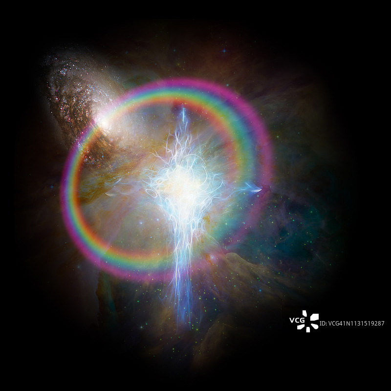 宇宙中十字形状的闪耀能量图片素材