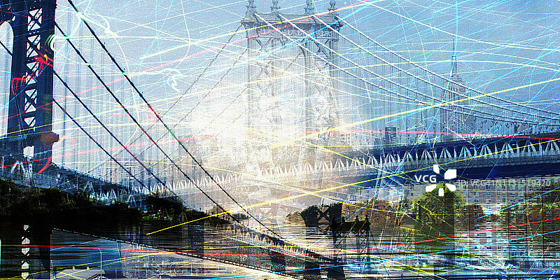 曼哈顿大桥构图图片素材