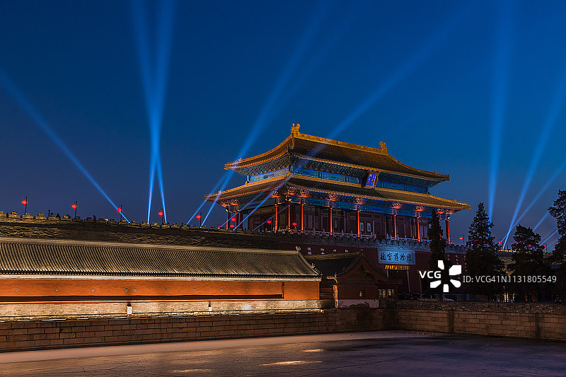 北京故宫夜间灯光秀图片素材