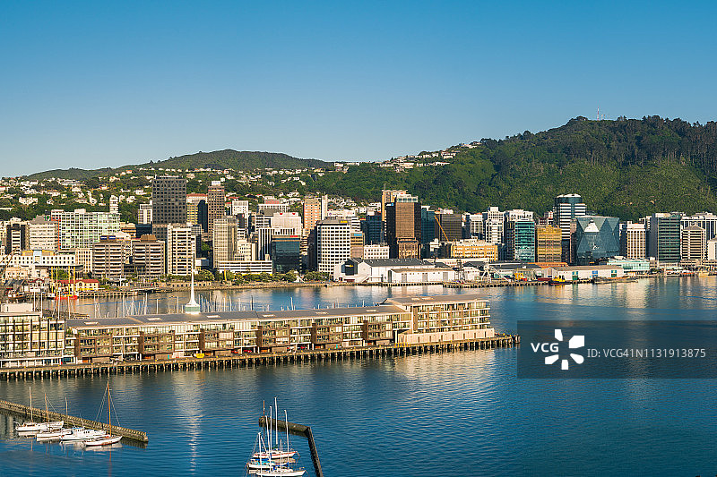 新西兰惠灵顿的城市建筑和海港图片素材