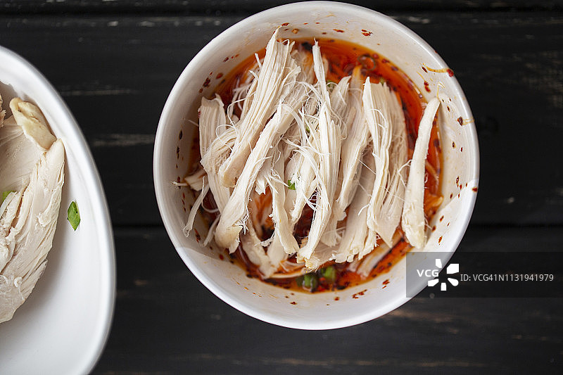 香辣鸡丝肉汁图片素材