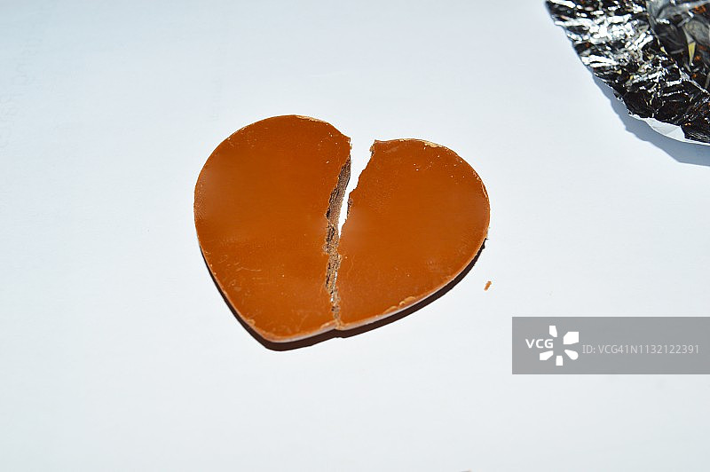 碎成两块的巧克力心图片素材