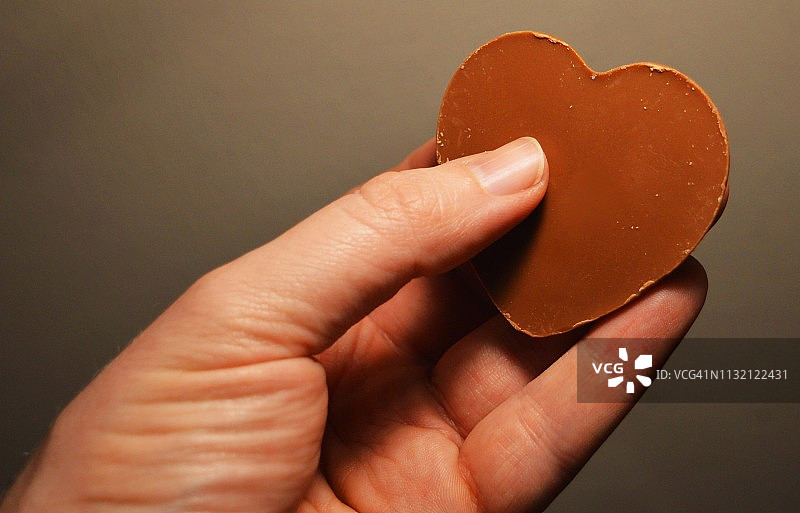 手中的巧克力心图片素材