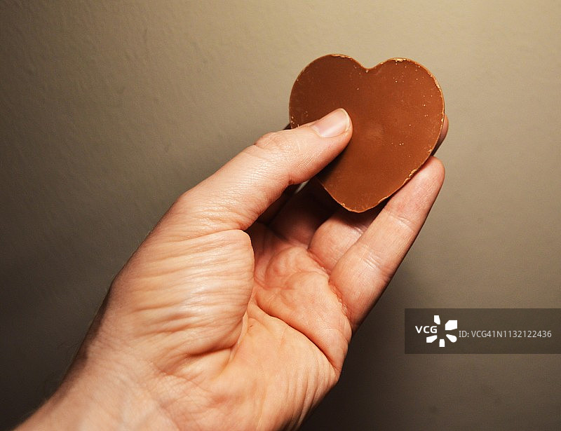 手中的巧克力心图片素材