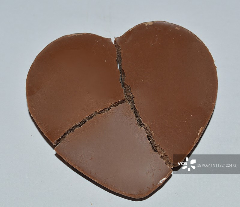 分成三块的巧克力心图片素材