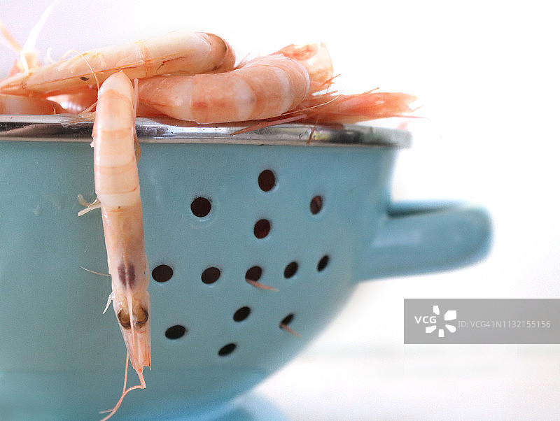 滤水器中对虾的特写图片素材