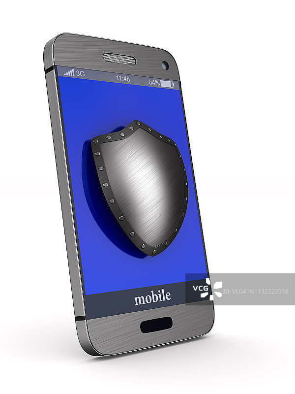 白色背景上的手机保护，独立3D图图片素材