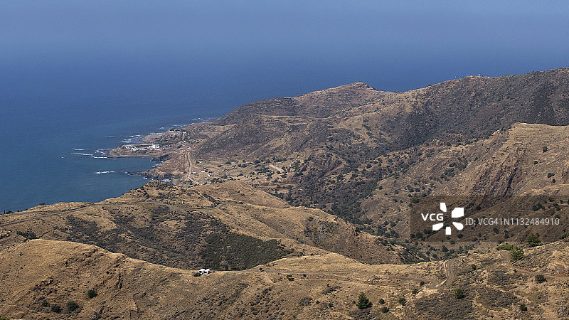塞浦路斯联合国缓冲区和科基纳飞地全景图片素材