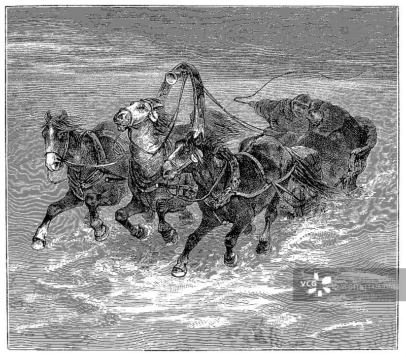 在西伯利亚乘坐雪橇图片素材