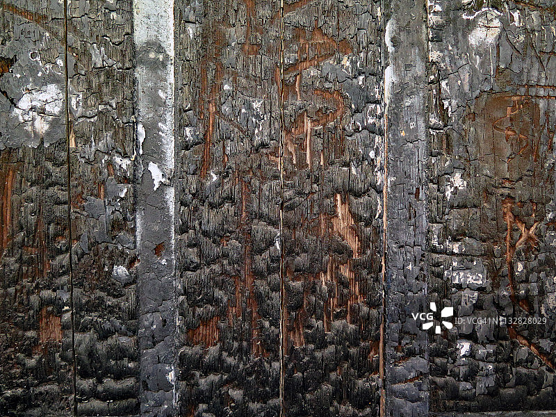 火灾烧毁的木板图片素材