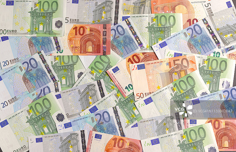 欧元纸币俯视图图片素材