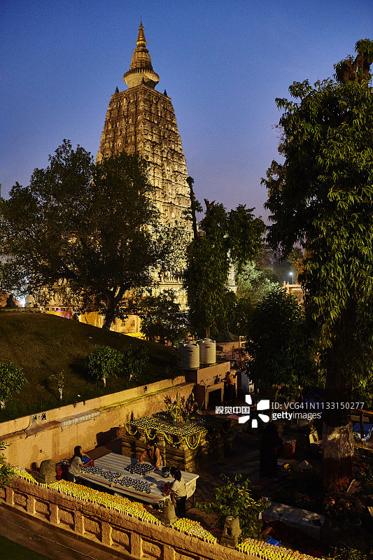 印度菩提伽耶的摩诃菩提寺图片素材