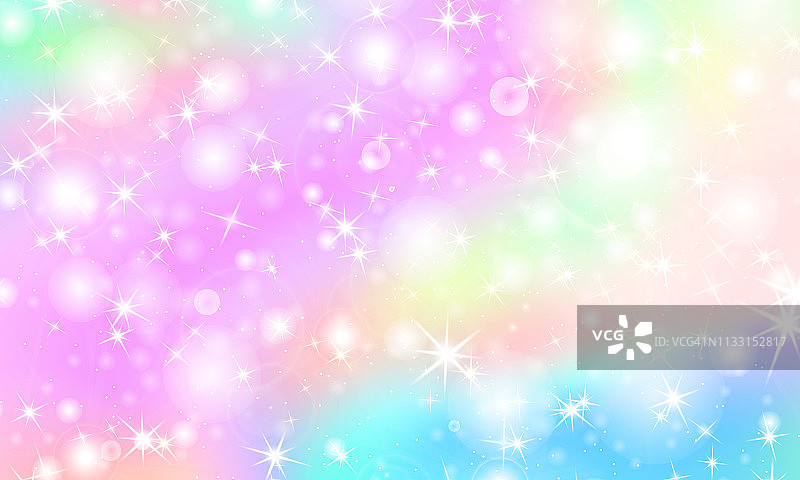 彩虹独角兽的背景。全息的天空图片素材