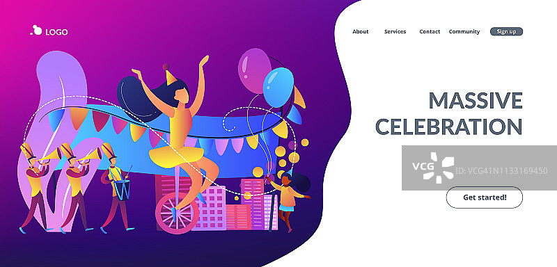 游行概念着陆页图片素材