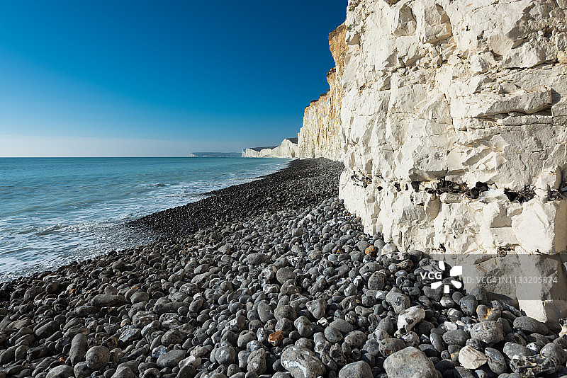 七姐妹白垩崖海滩燧石图片素材