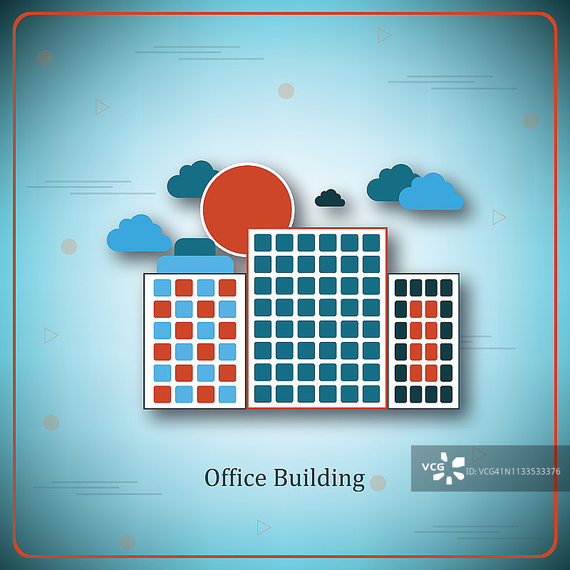 办公大楼图标扁平风格设计图片素材