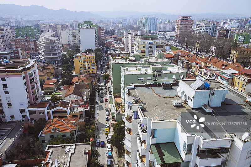 地拉那市中心高角度景观图片素材