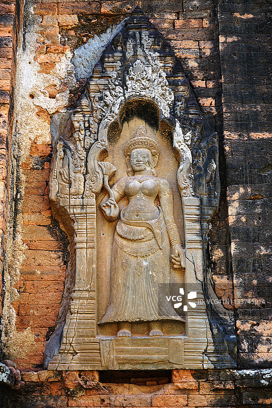 柬埔寨暹粒罗雷寺的Devata雕像图片素材