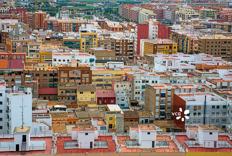 瓦伦西亚屋顶的鸟瞰图图片素材