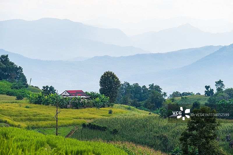 泰国北部湄占日间山景图片素材