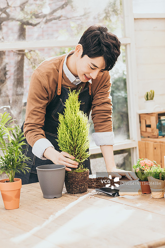 男人正在重新种植图片素材