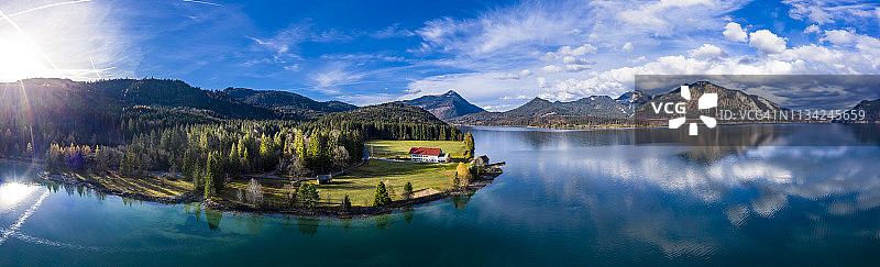 德国巴伐利亚瓦尔兴湖航拍图片素材