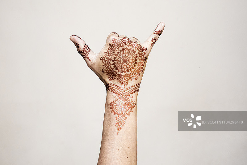 手绘汉娜纹身手势图片素材