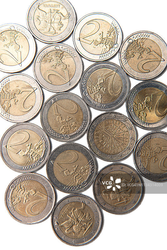 排列成列的硬币图片素材