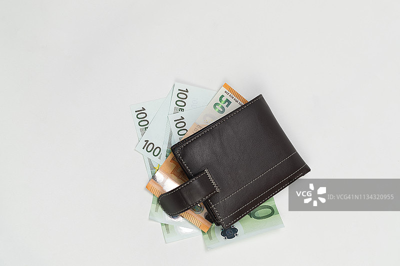 欧元、美元纸币白色背景图片素材