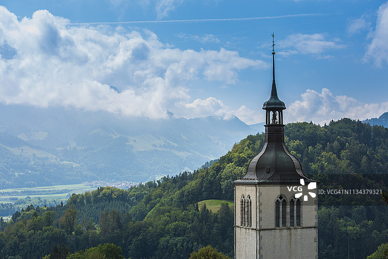 瑞士格吕耶尔的天主教堂图片素材