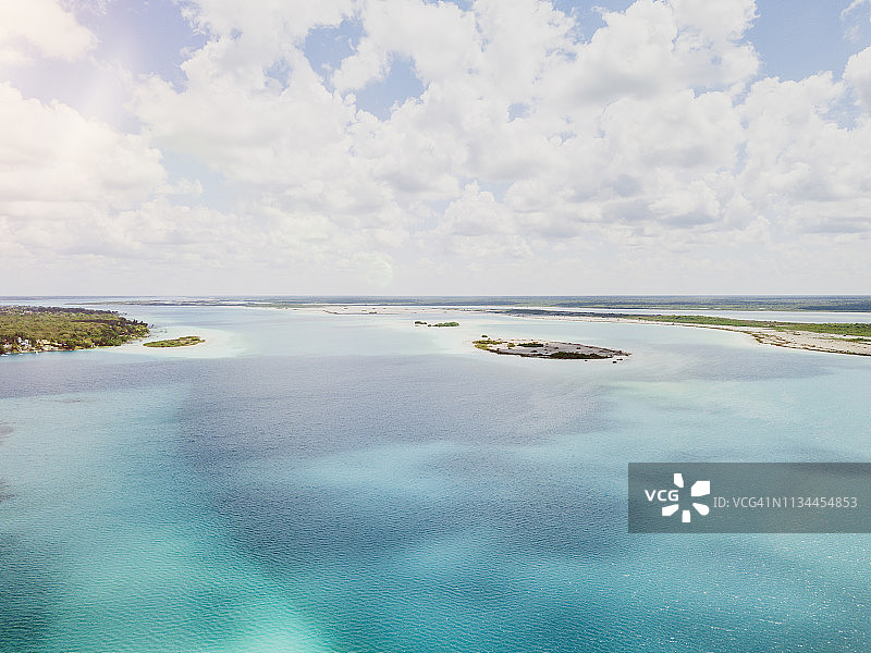 墨西哥尤卡坦半岛巴卡拉尔泻湖航拍影像图片素材